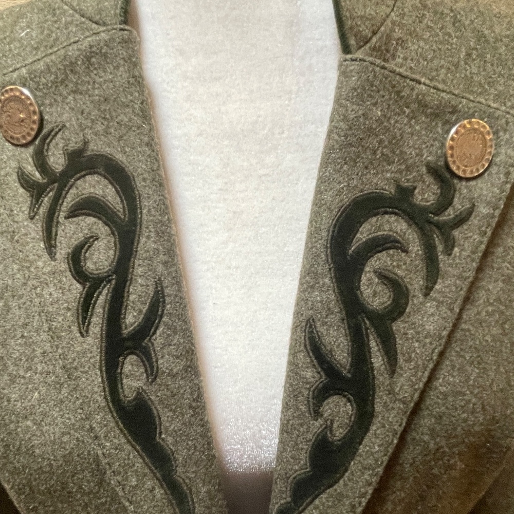 Vintage Erzherzog Johann Loden Green Wool Embroidered Blazer Size 38 (Small) - Picture 8 of 16